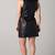 Genuine lambskin women's leather sleeveless sexy  dress