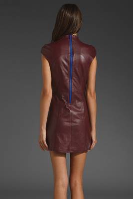 women's lambskin leather dress short sleeve design 2