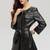 Genuine lambskin women's leather dress leather long sleeve belted mini dress