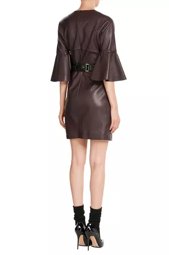 women's genuine lambskin mini leather dress classic zip up style authentic