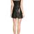 Women black genuine lambskin leather dress strap mini dress with frill