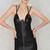Genuine lambskin women's leather dress leather strappy zip front bodycon dress