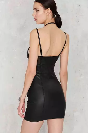 women's genuine lambskin leather dress form fitting bodycon style exclusive