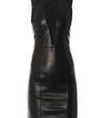 Genuine lambskin women's leather dress sleeveless bodycon mini dress