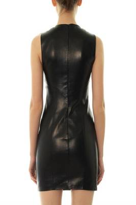 women's lambskin mini leather dress sleeveless fit premium 2