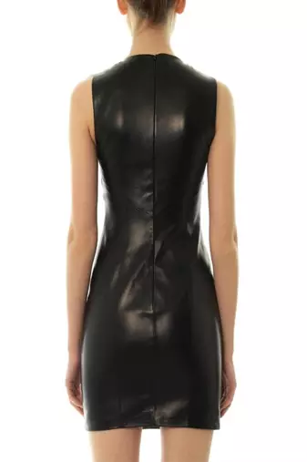 women's lambskin mini leather dress sleeveless fit premium