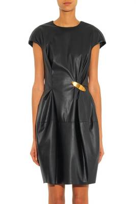women's lambskin leather dress short sleeve design premium 1
