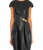 women's lambskin leather dress short sleeve design premium