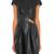 Genuine lambskin women's leather dress cap sleeve bodycon dress