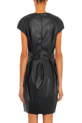 women's lambskin leather dress short sleeve design premium 2