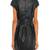 Genuine lambskin women's leather dress cap sleeve bodycon dress