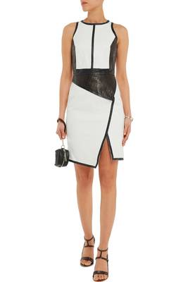 women's white lambskin leather dress asymmetrical zip closure 1