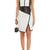 Women's genuine leather dress white & black colorblock sleeveless asymmetrical dress