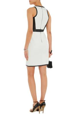 women's white lambskin leather dress asymmetrical zip closure 2