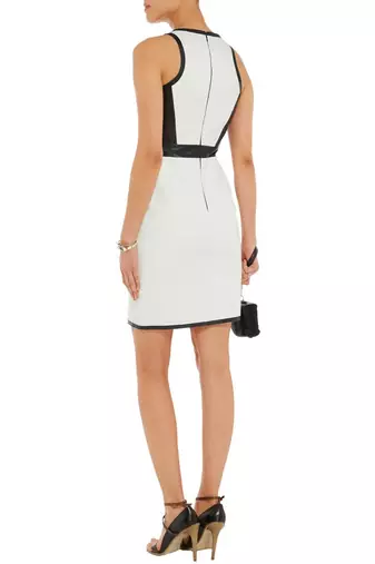 women's white lambskin leather dress asymmetrical zip closure