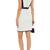 Women's genuine leather dress white & black colorblock sleeveless asymmetrical dress