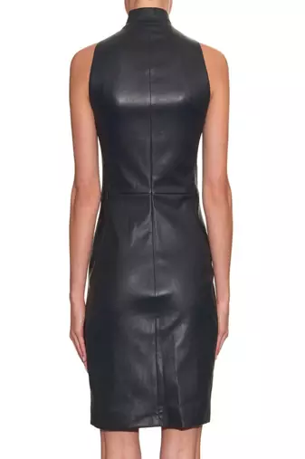 women's genuine lambskin leather dress form fitting bodycon style stylish