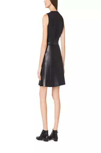 women's black lambskin leather dress sleeveless fit superior