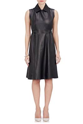women's lambskin leather dress sleeveless cut stylish 1