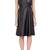 Genuine lambskin women's leather dress sleeveless a-line dress with collar