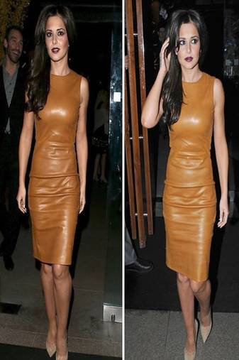 Genuine lambskin women's leather dress sleeveless brown leather dress