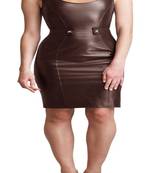 Genuine lambskin women's leather dress sleeveless brown leather party dress
