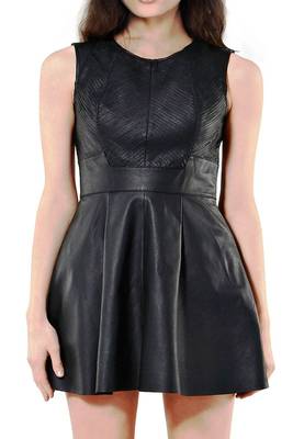 women's black lambskin leather dress form fitting bodycon style 1