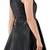 Genuine lambskin women's leather dress bodycon cocktail black leather dress