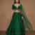 Emerald Green Embroidered Raw Silk Lehenga Set