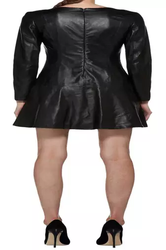 women's lambskin leather dress long sleeve design premium