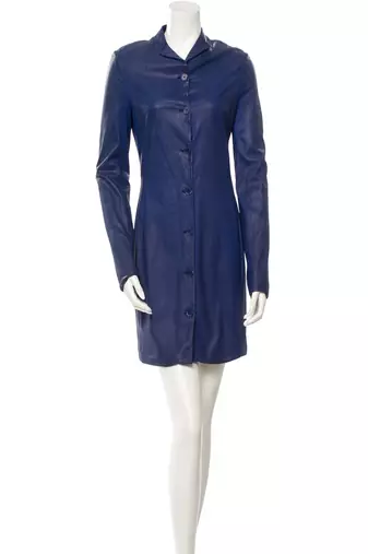 Genuine lambskin women's leather dress bodycon cocktail button dress