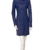 Genuine lambskin women's leather dress bodycon cocktail button dress