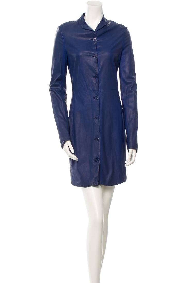 Genuine lambskin women's leather dress bodycon cocktail button dress