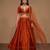 Rust Orange Embroidered Raw Silk Lehenga Set
