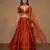 Rust Orange Embroidered Raw Silk Lehenga Set