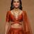 Rust Orange Embroidered Raw Silk Lehenga Set