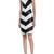 Genuine lambskin leather women black & white chevron pattern sleeveless bodycon dress