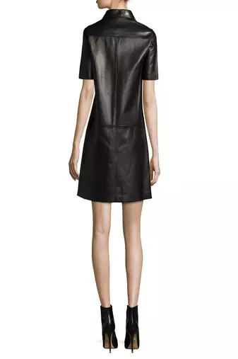 women's black lambskin leather dress classic zip up style authentic