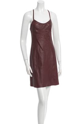 women's black lambskin leather dress sleeveless fit sophisticated 1