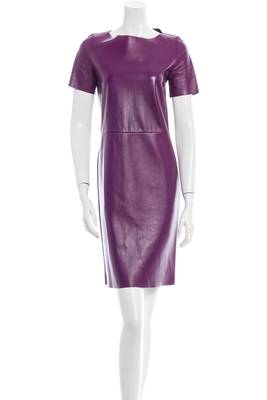 women's purple lambskin leather dress classic zip up style 1
