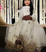 Designer pure vichitra embroidered work wedding wear kids gown