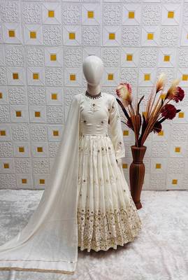 Designer pure vichitra embroidered work wedding wear kids gown 3