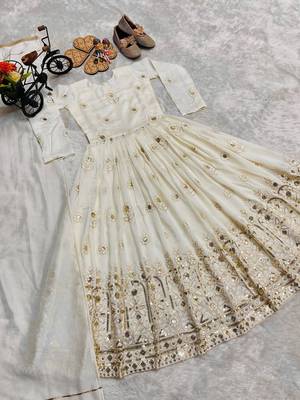 Designer pure vichitra embroidered work wedding wear kids gown 4