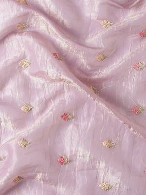 Purple gold crush embroidery work with lace border saree 4