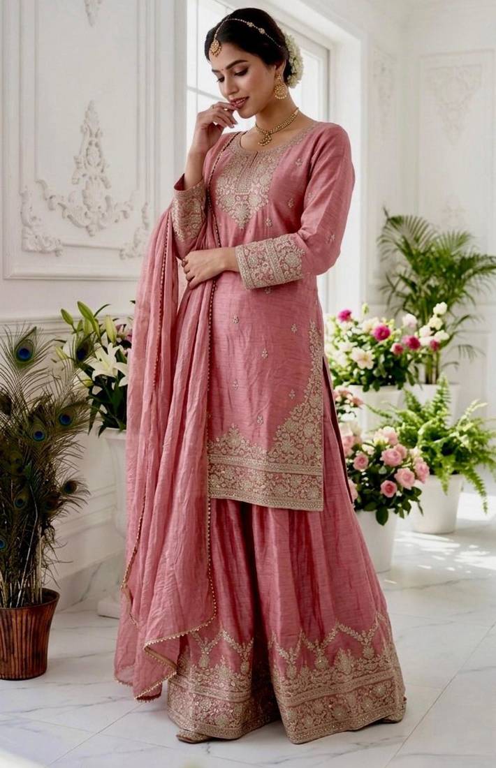 Pink sharara set