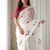 White Color Handwork Khatali Butta With Cutdana Sequence And Cutdana Arco Border art silk saree
