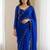Blue Color Handwork Khatali cutdana With Moti & Small Flower Work Border  Faux Georgette Saree