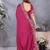 Pink soft satin saree with embroidered border and matching blouse piece
