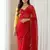 Red Color Handwork Khatali cutdana With Moti & Small Flower Work Border  Faux Georgette Saree