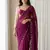 Wine Color Handwork Khatali cutdana With Moti & Small Flower Work Border  Faux Georgette Saree